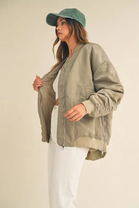 MABLE Back Ruched Utiltiy Bomber Jacket - Brittney MADE
