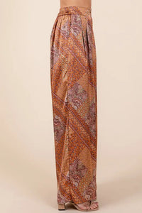 Mittoshop Paisley Patchwork Print Satin Wide Leg Pants - Brittney MADE