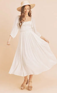 Aemi + Co Ruffled Smocked Square Neck Balloon Sleeve Dress - Brittney MADE