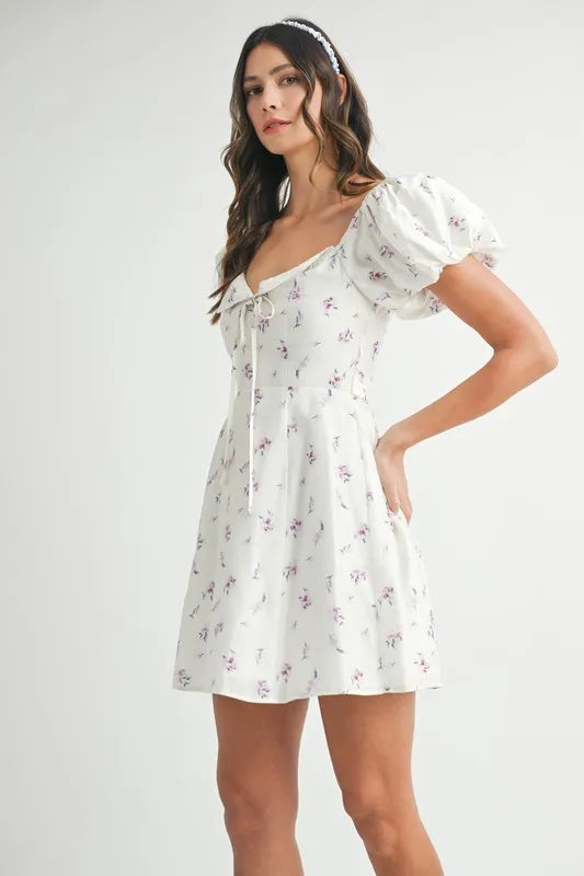 MABLE Floral Print Puff Sleeve Mini Dress - Brittney MADE