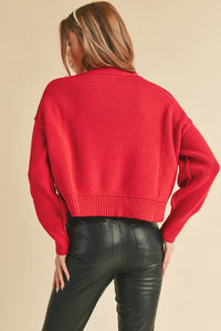 Aemi+Co Ribbed Hem Exposed Seam Round Neck Sweater - Brittney MADE