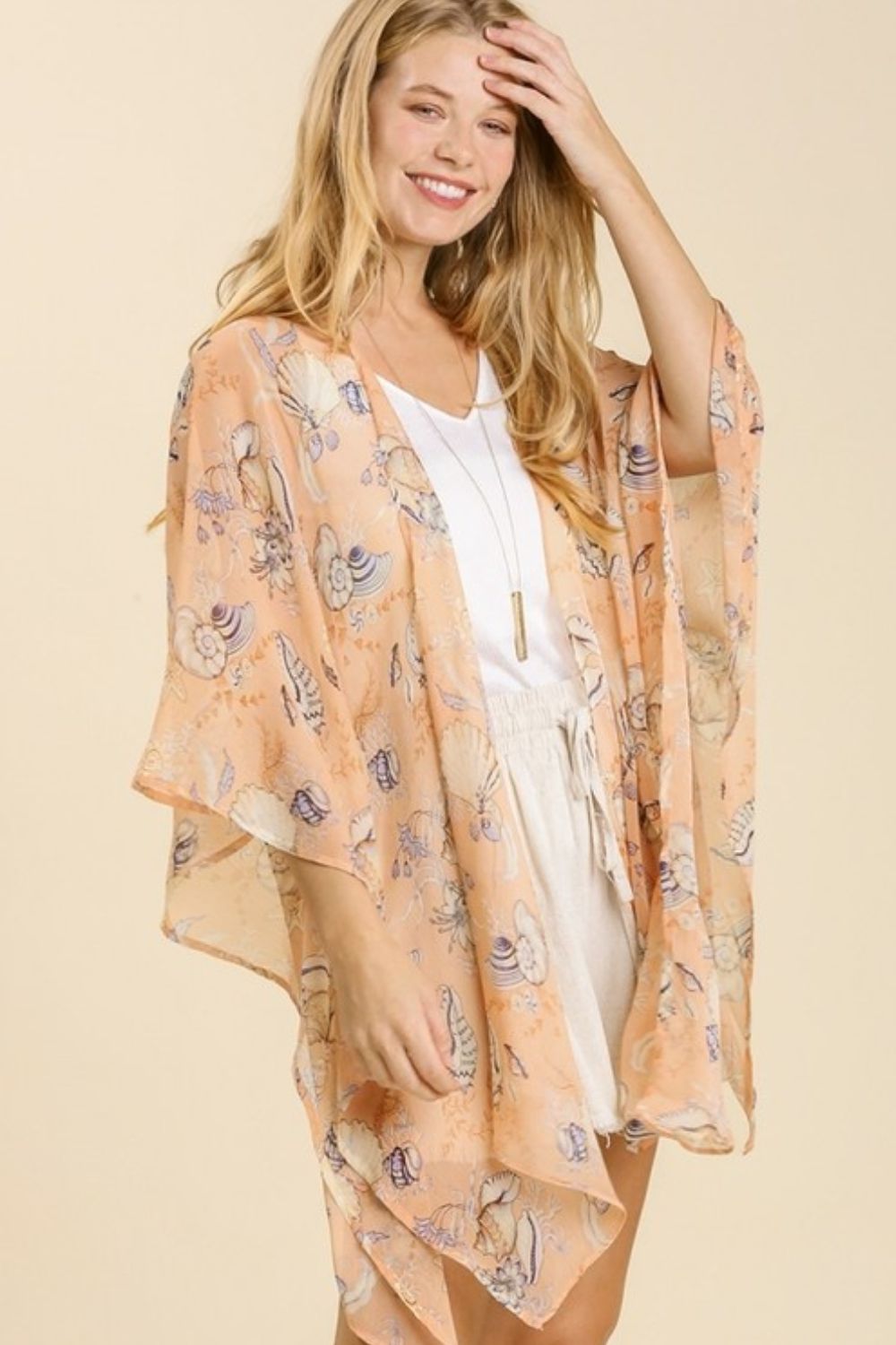 Umgee Full Size Sheer Mixed Print Kimono with Side Slit Plus Size - Brittney MADE