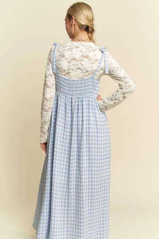 Davi & Dani Plaid Smocking Sleeveless Maxi Dress - Brittney MADE