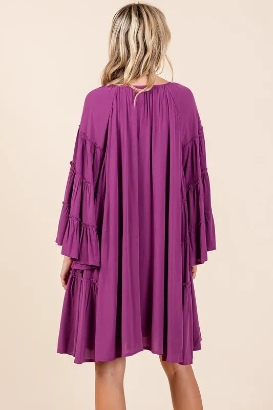 Mittoshop Frill Tie Neck Bell Sleeve Dress - Brittney MADE