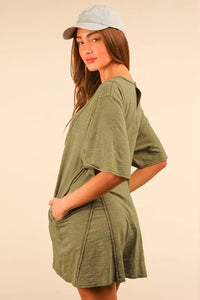 VERY J Mineral Washed Oversized Knit Comfy Romper - Brittney MADE