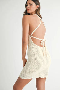 MABLE Crochet Crisscross Spaghetti Strap Mini Dress - Brittney MADE