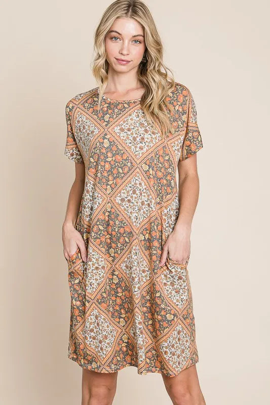 BOMBOM Multicolored Leaves Jacquard Dress - Brittney MADE