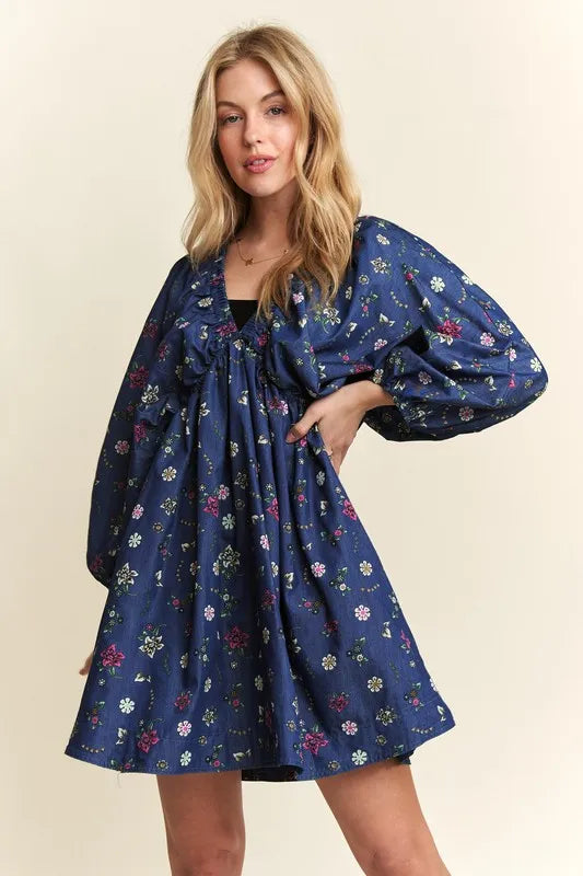 ADORA Batwing Sleeves Floral Dress - Brittney MADE