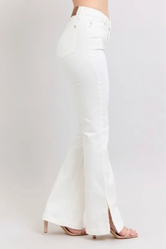 Judy Blue Full Size High Waist Side Slit Slim Bootcut Jeans Plus Size - Brittney MADE