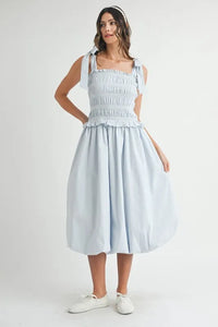 MABLE Smocked Bodice Bubble Midi Dress - Brittney MADE