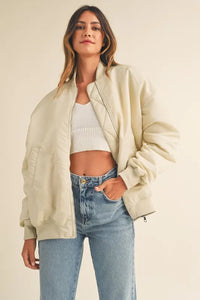MABLE Back Ruched Utiltiy Bomber Jacket - Brittney MADE