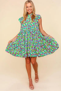 Haptics Frilled Mock Neck Ditsy Floral Dress - Brittney MADE