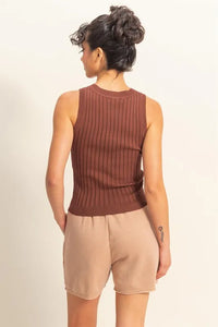 HYFVE Stretchy Ribbed Round Neck Sweater Tank - Brittney MADE