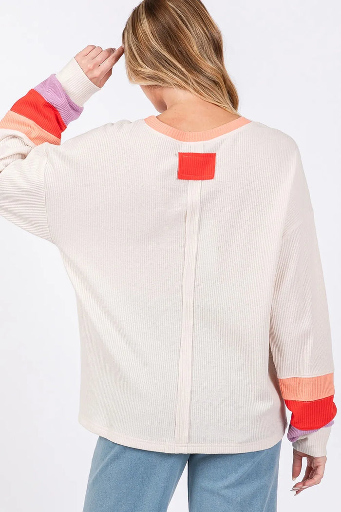 SAGE + FIG Color Block Waffle Knit T-Shirt - Brittney MADE