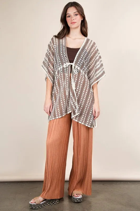 VERY J Striped Poncho Boho Cardigan - Brittney MADE