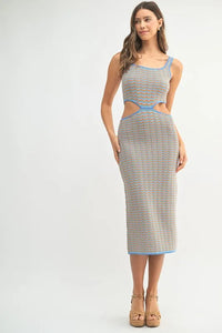 MABLE Multi Color Chevron Knit Bodycon Midi Dress - Brittney MADE