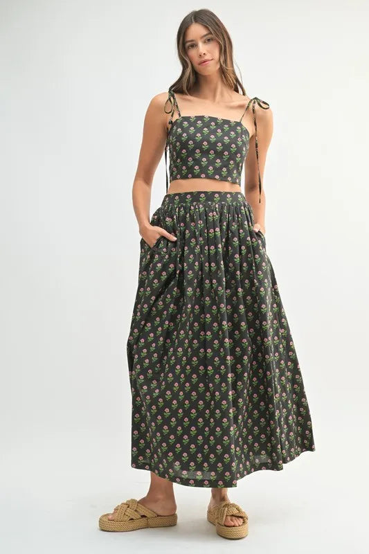 MABLE Floral Crop Top and Skirt Set - Brittney MADE