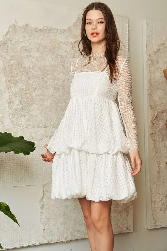Davi & Dani Checker Print Side Pockets Textured Mini Dress - Brittney MADE