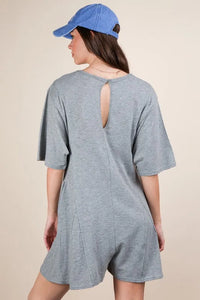 VERY J Mineral Washed Oversized Knit Comfy Romper - Brittney MADE