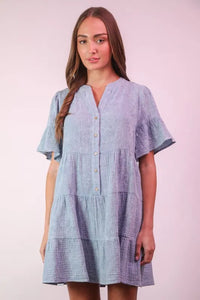 VERY J Mineral Washed Baby Bell Sleeve Woven Mini Dress - Brittney MADE
