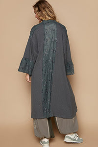 POL Flower Lace Trim Open Front Longline Cardigan - Brittney MADE