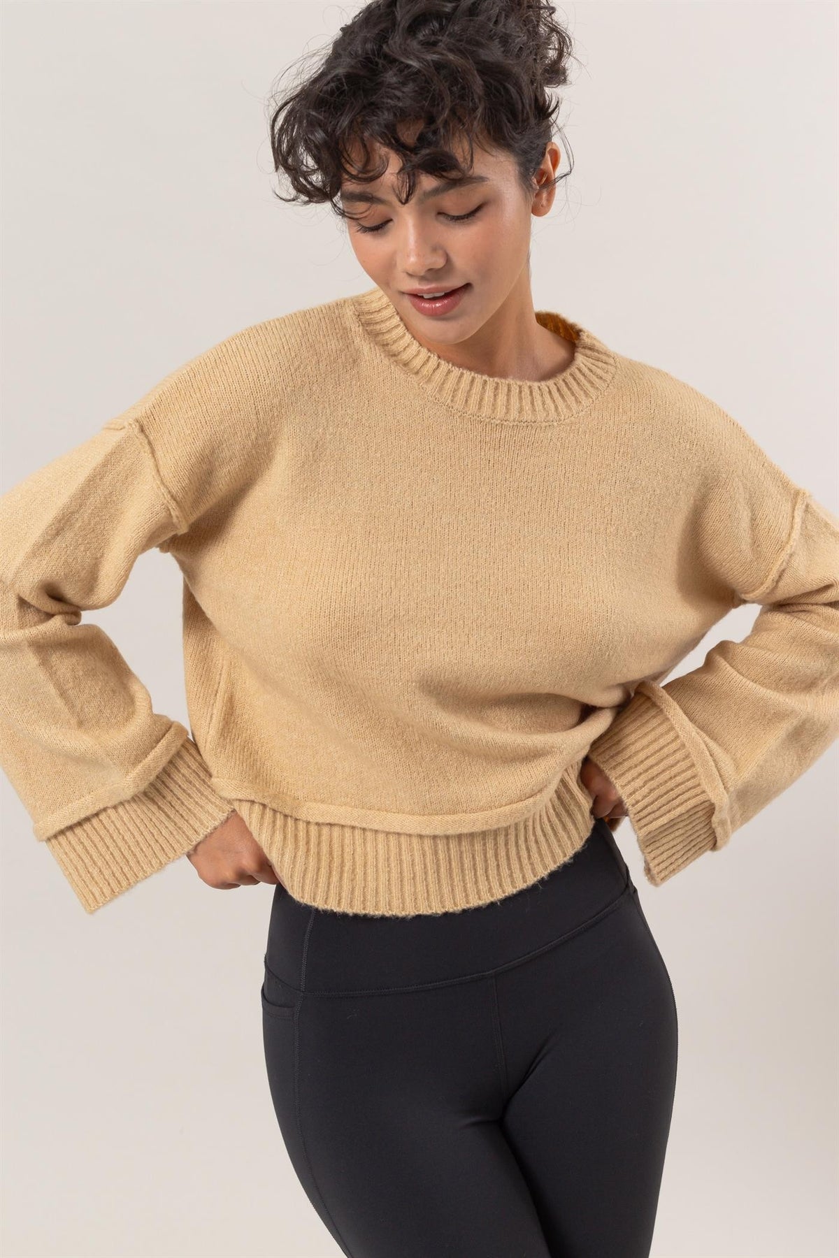 HYFVE Round Neck Dropped Shoulder Ribbed Sweater - Brittney MADE