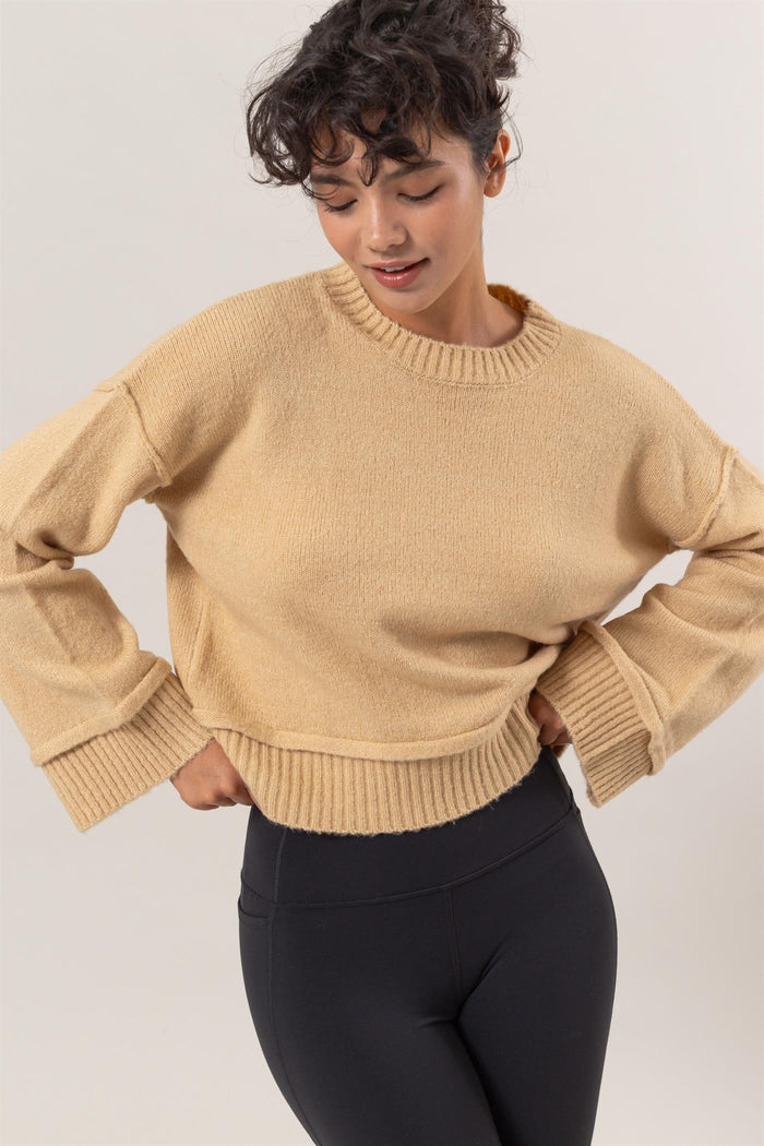 HYFVE Round Neck Dropped Shoulder Ribbed Sweater - Brittney MADE
