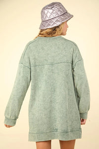 VERY J Mineral Washed Oversized Sweatshirt Mini Dress - Brittney MADE