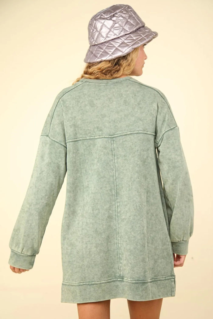 VERY J Mineral Washed Oversized Sweatshirt Mini Dress - Brittney MADE