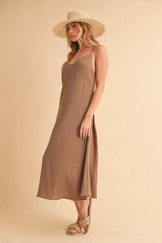 Aemi+Co Side Button Midi Cami Dress - Brittney MADE