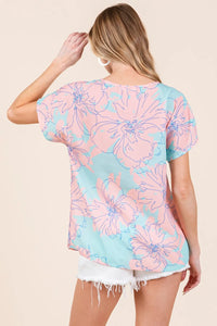 BOMBOM Floral Short Sleeve T-Shirt - Brittney MADE