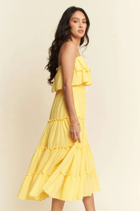 Davi & Dani Tiered Flowing Tube Midi Dress - Brittney MADE