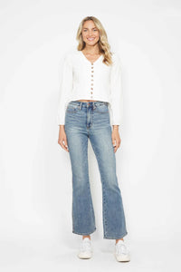Judy Blue Full Size Tummy Control Back Embroidered Pocketed Bootcut Jeans Plus Size - Brittney MADE
