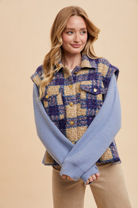 Annie Wear Faux Fur Plaid Button Up Jacket - Brittney MADE