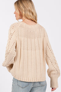 SAGE + FIG Cable-Knit Long Sleeve Sweater - Brittney MADE