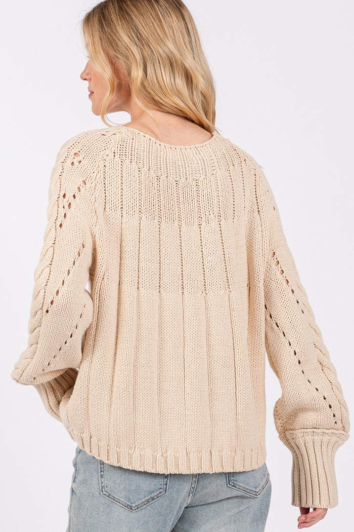 SAGE + FIG Cable-Knit Long Sleeve Sweater - Brittney MADE