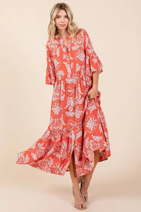 Mittoshop Abstract Leaf Print Tiered Ruffle Dress - Brittney MADE