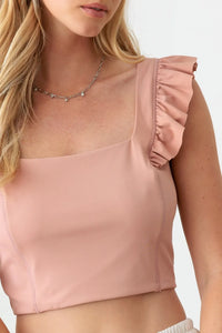 Le Lis Ruffled Cap Sleeve Square Neck Crop Top - Brittney MADE