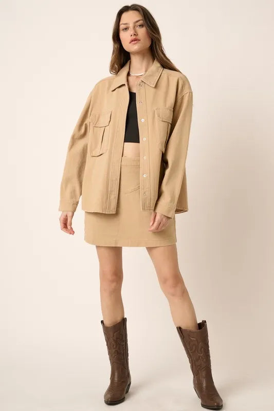 Mittoshop Zipper Back Twill Mini Skirt - Brittney MADE