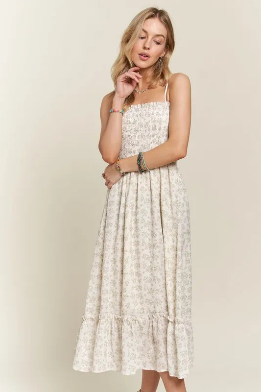 ADORA Smocked Floral Ruffled Hem Cami Dress - Brittney MADE