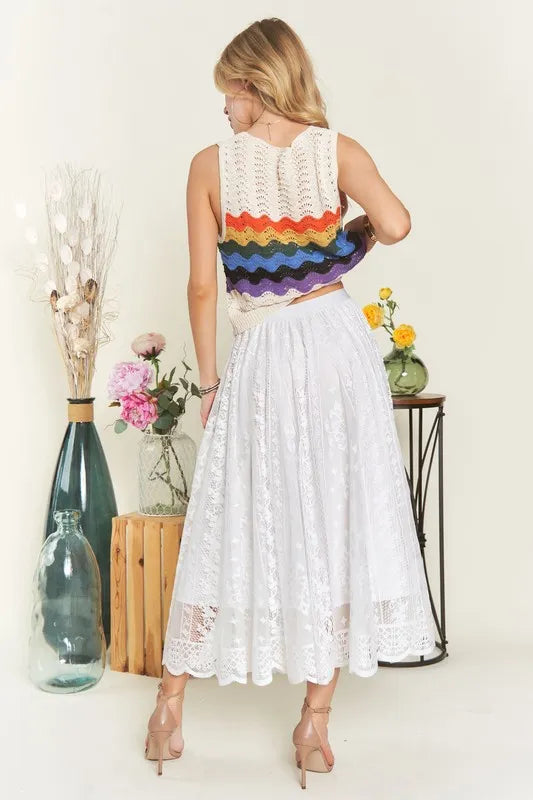 ADORA Elastic Waist Lace Midi Skirt - Brittney MADE