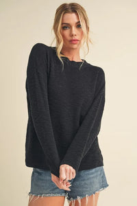 Aemi + Co Round Neck Drop Shoulder Knit Top - Brittney MADE
