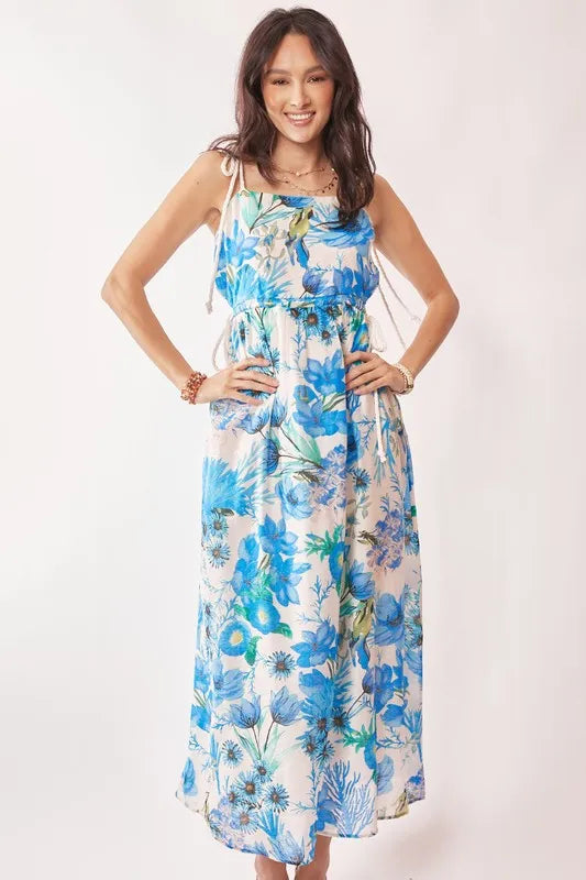 Davi & Dani Tropical Boho Printed Detail Cut Out Maxi Dress - Brittney MADE