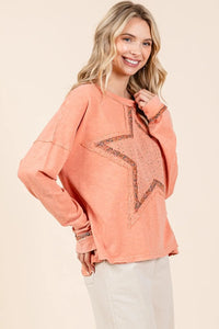 Mittoshop Mineral Wash Star Patch Long Sleeve T-Shirt - Brittney MADE