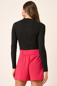 Mittoshop Mock Neck Long Sleeve Crop Knit Top - Brittney MADE