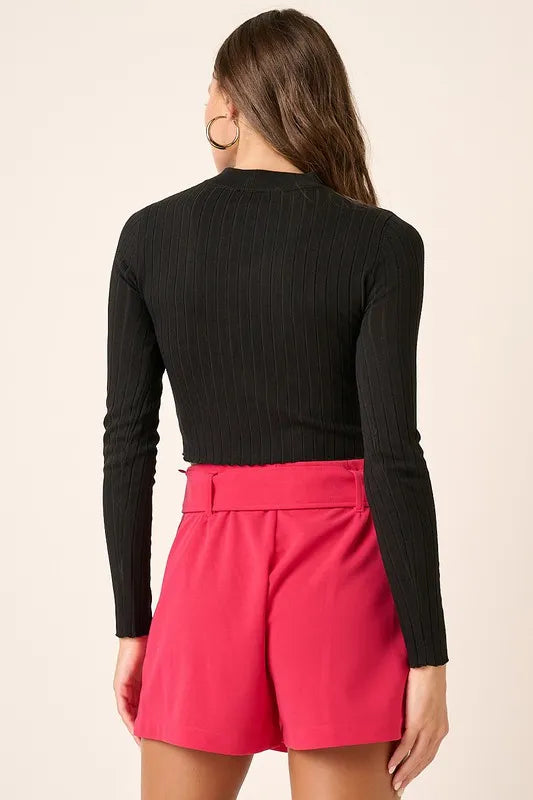 Mittoshop Mock Neck Long Sleeve Crop Knit Top - Brittney MADE
