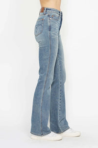 Judy Blue Full Size Tummy Control Back Embroidered Pocketed Bootcut Jeans Plus Size - Brittney MADE