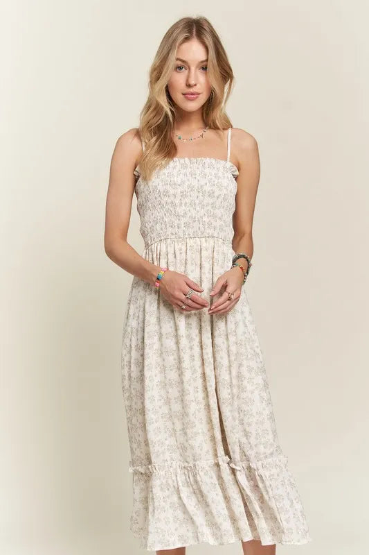 ADORA Smocked Floral Ruffled Hem Cami Dress - Brittney MADE