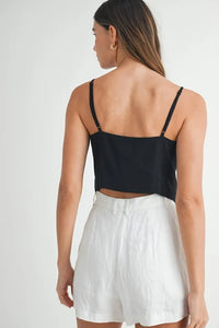 MABLE Linen Mix Button Down Tank Top - Brittney MADE
