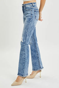 RISEN Full Size High Rise Distressed Flare Jeans - Brittney MADE
